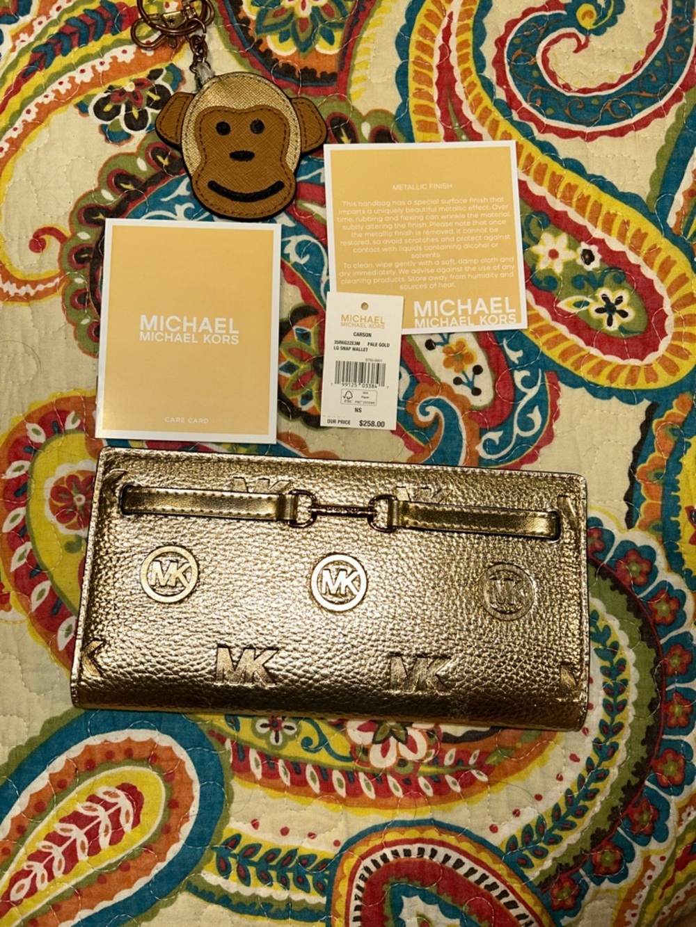 MICHAEL Michael Kors Metallic Gold Embossed Logo Continental Wallet